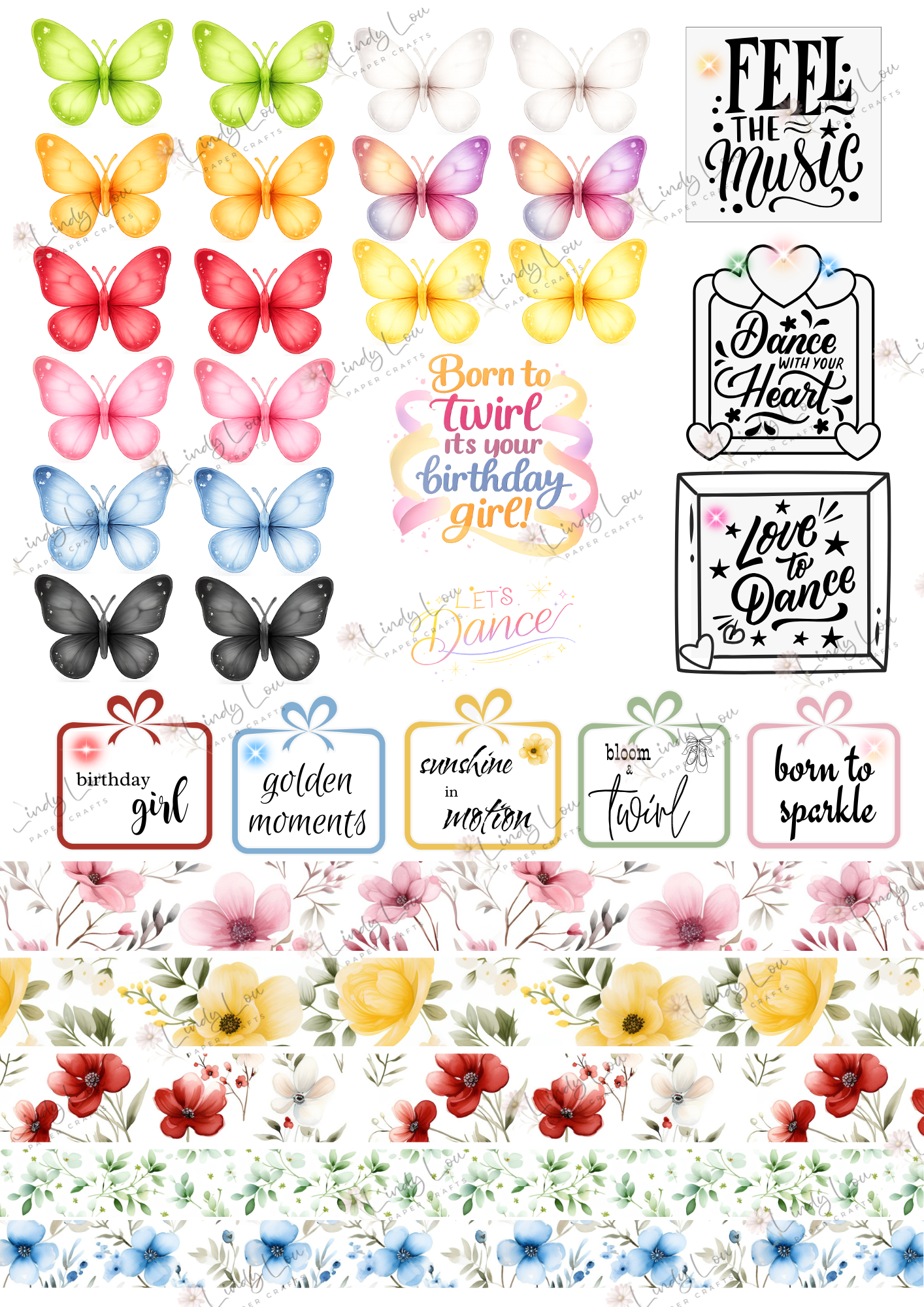 A4 Fusy Cut Sheets - Ballerina Blossoms - Moments That Bloom