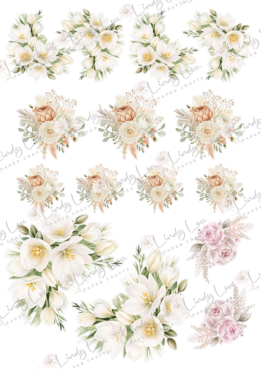A4 Fussy Cut Sheets - Tied With A Kiss - Floral Delights