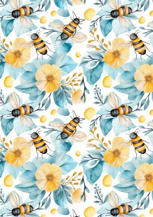 A4 Single Sheet - Little Bee - Buzzing Blooms