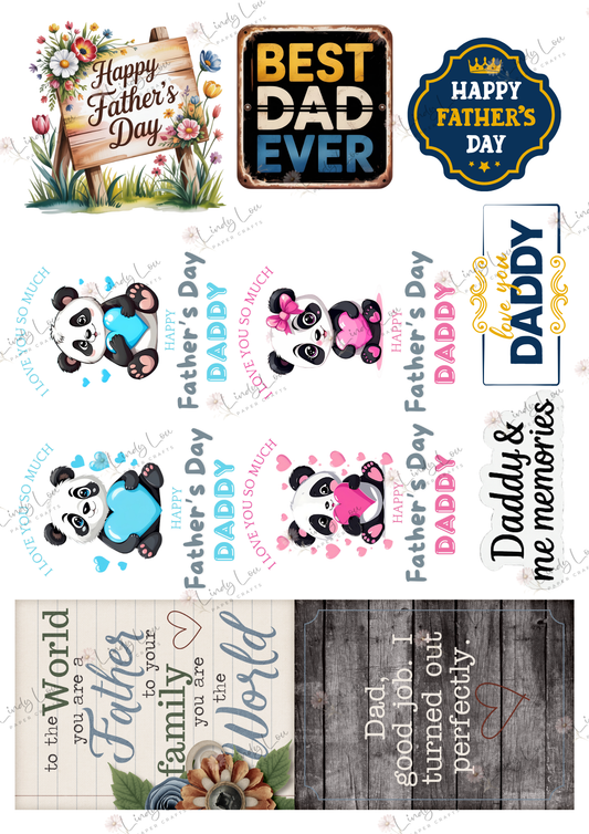 A4 Fussy Cut Sheets  - Man Made Memories - Father's Day Memories