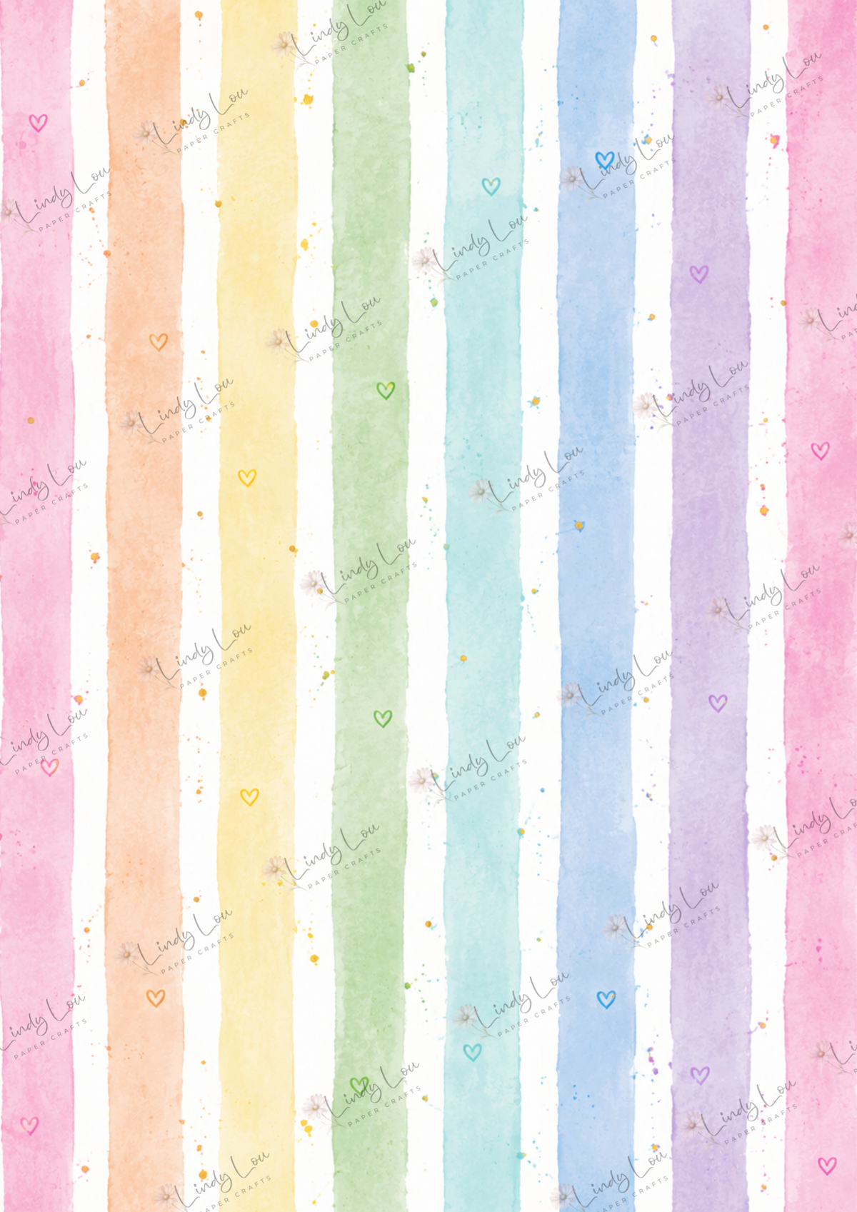 A4 Single Sheet - Butterfly Kisses & Quirky Wishes - Rainbow Stripes