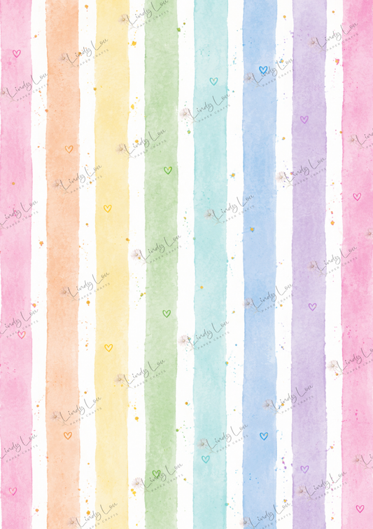A4 Single Sheet - Butterfly Kisses & Quirky Wishes - Rainbow Stripes