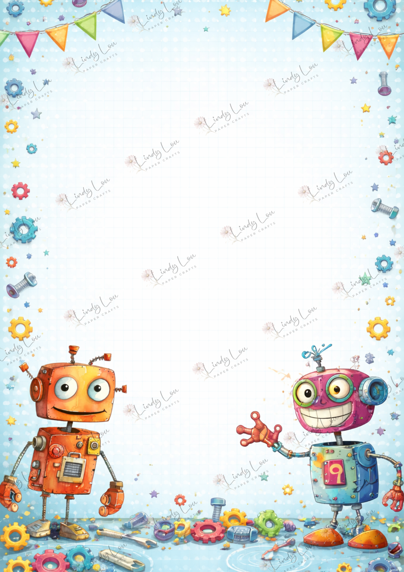 A4 Single Sheet - Robot Squad - Robo Birthday