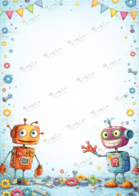 A4 Single Sheet - Robot Squad - Robo Birthday