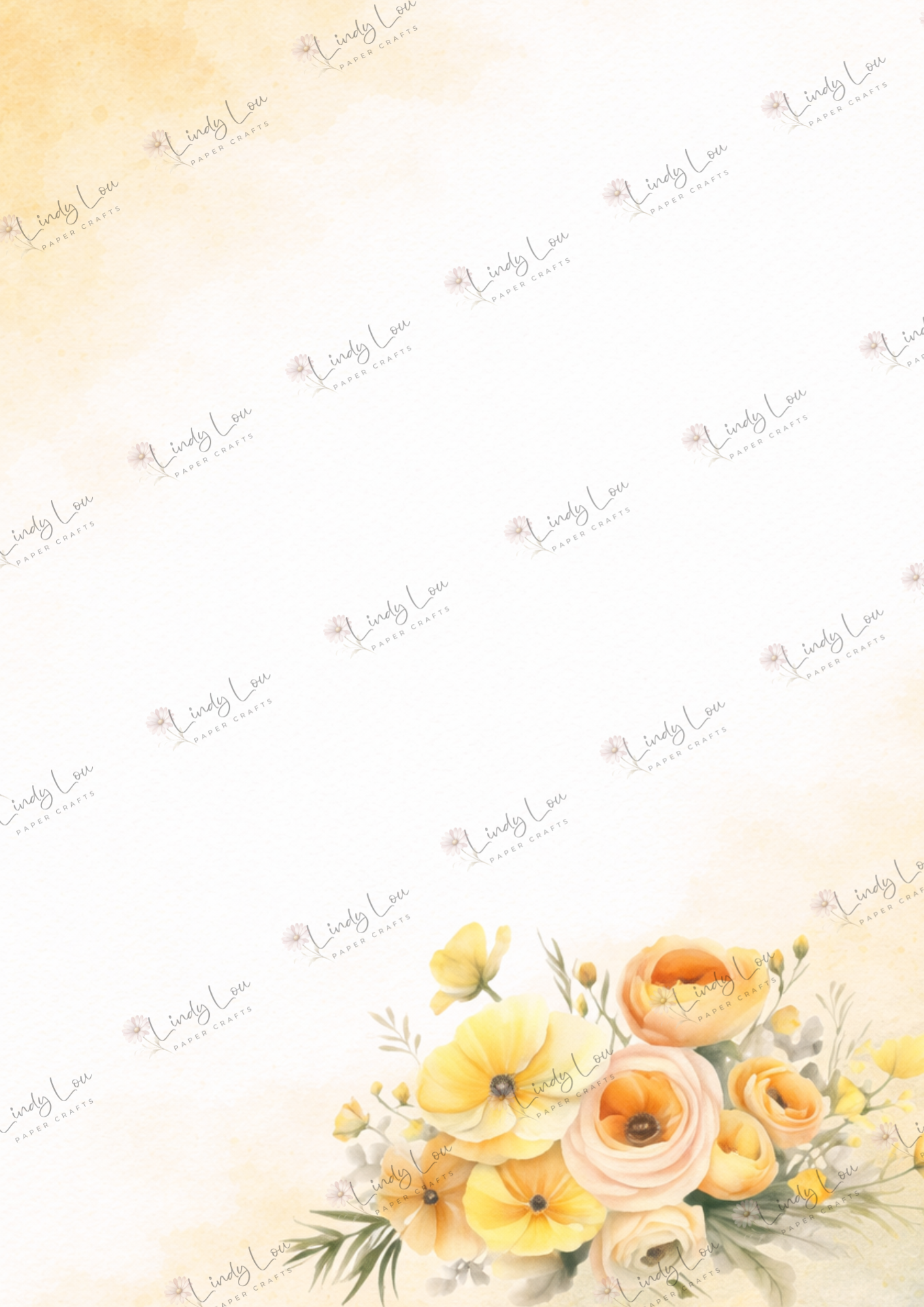 A4 Single Sheet - Buttercream Blooms - Sunlit Buttercream Florals