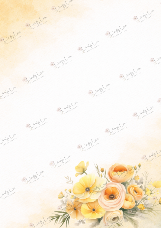 A4 Single Sheet - Buttercream Blooms - Sunlit Buttercream Florals