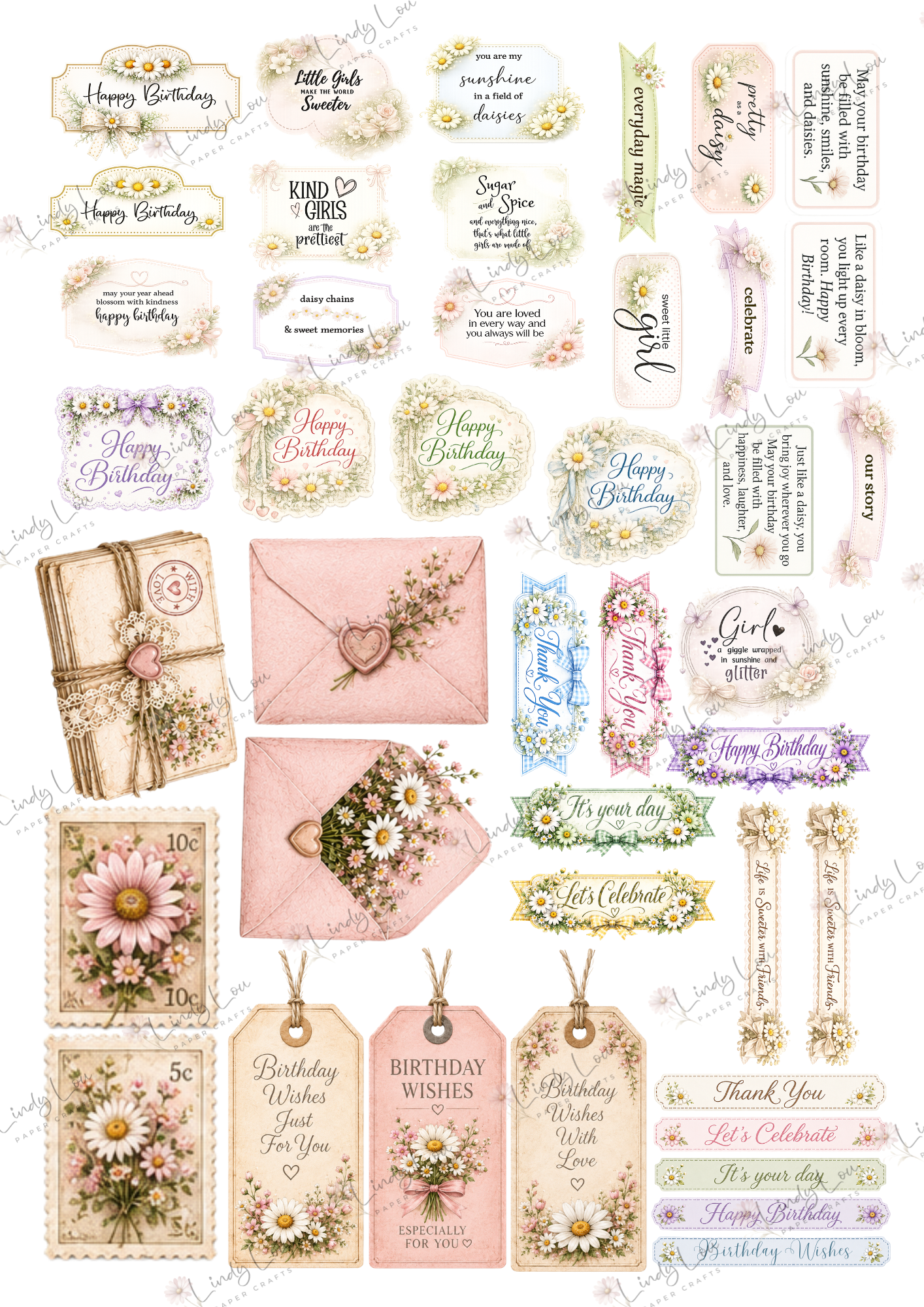 A4 Fussy Cut Sheets - Daisy Girls - Sweet Daisy