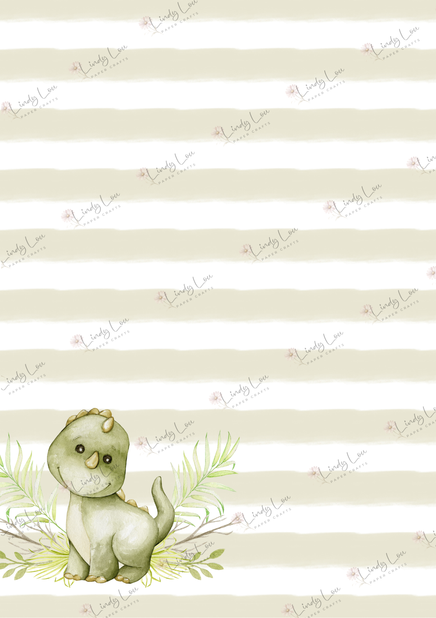 A4 Single Sheet - Dino Saurus - Little Dino Stripes