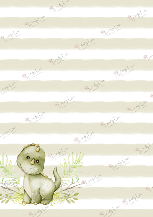A4 Single Sheet - Dino Saurus - Little Dino Stripes