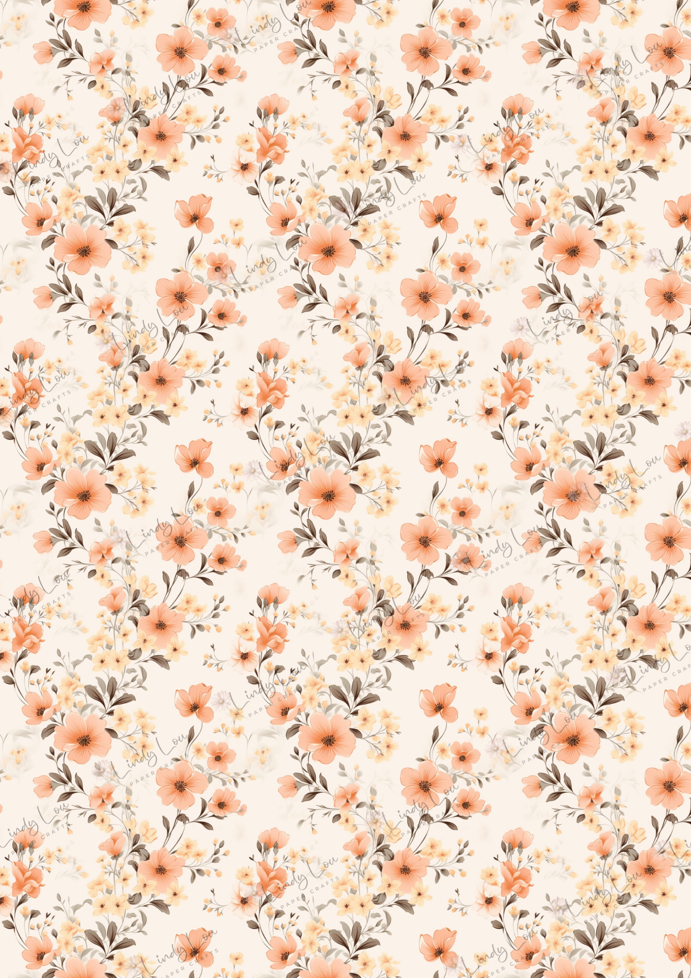 A4 Single Sheet - Teacup Garden - Cottage Florals