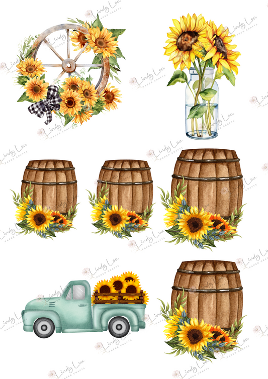 A4 Fussy Cut Sheets  - Sunshine & Moo - Country Sunshine