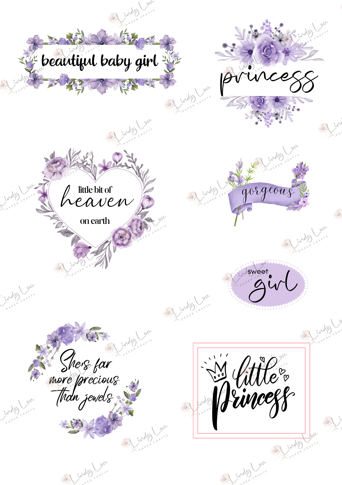 A4 Fussy Cut Sheets - Princess Ellie - Royal Whispers