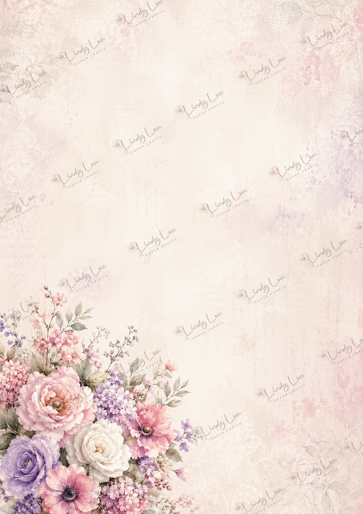 A4 Single Sheet - Blooming Grace - Blush Blossom Corner