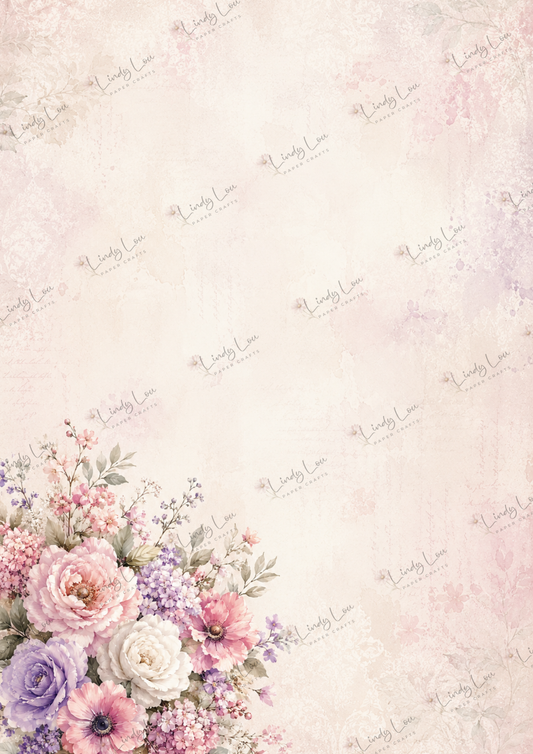 A4 Single Sheet - Blooming Grace - Blush Blossom Corner