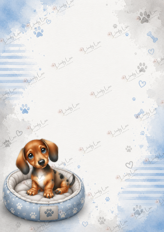 A4 Single Sheet - Barking Adorable - Dreaming in Blue