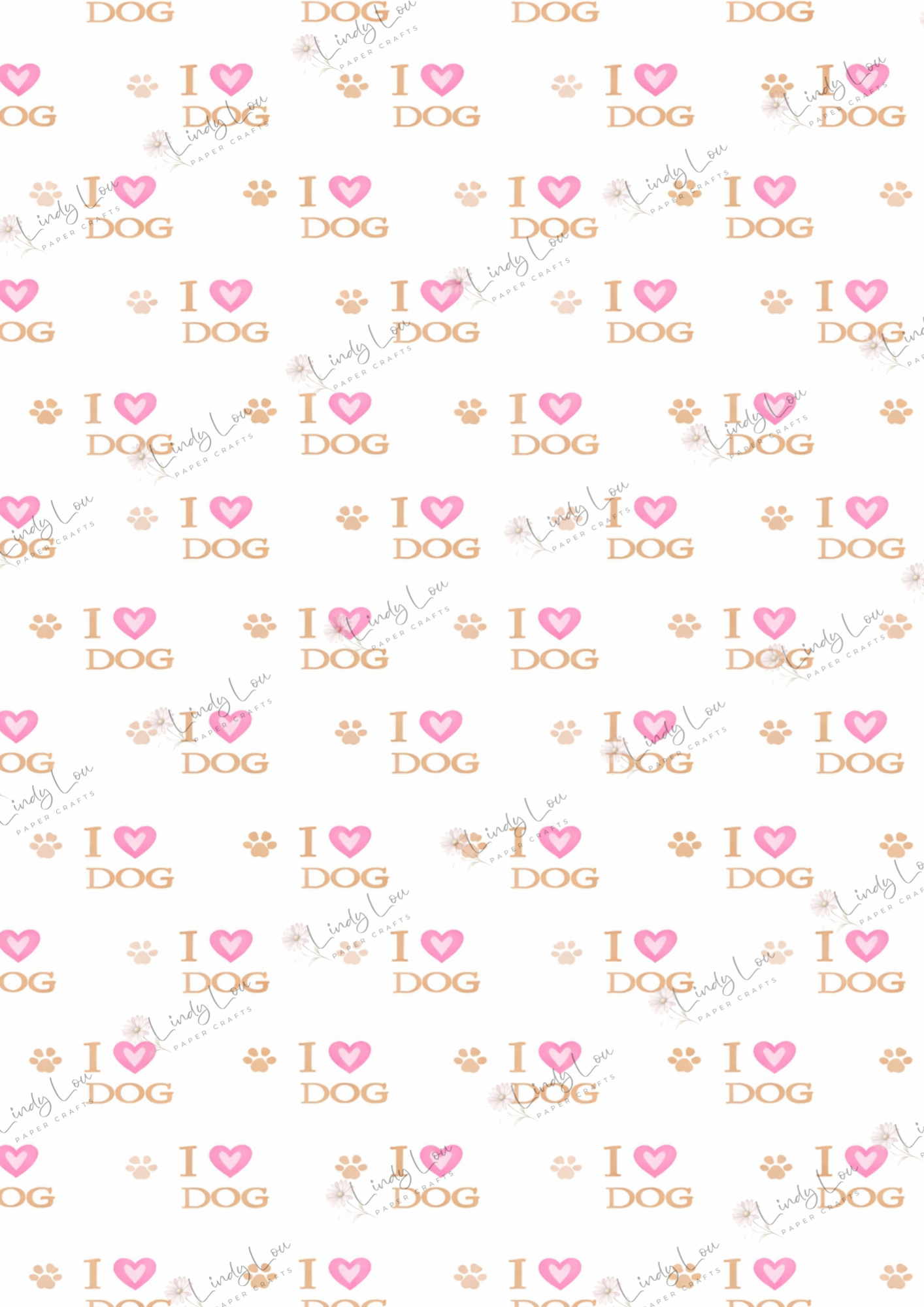 A4 Single Sheet - Pawsitively Adorable - Love my Puppy )Pink)