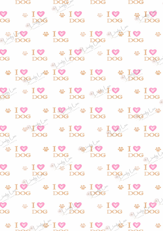 A4 Single Sheet - Pawsitively Adorable - Love my Puppy )Pink)