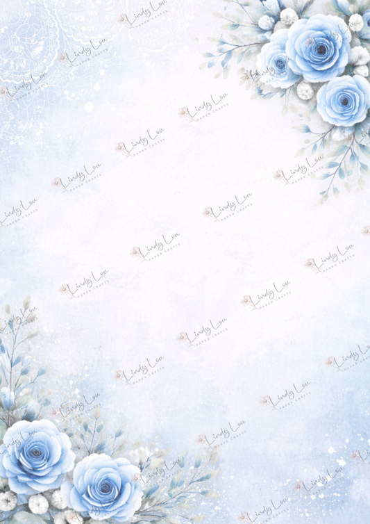 A4 Single Sheet - Whispers in Blue - Whispered Corners