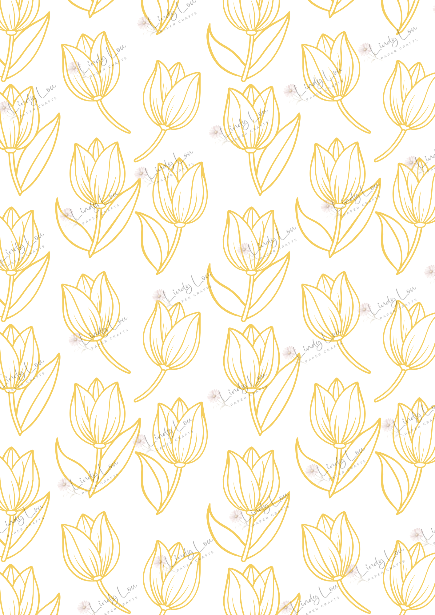 A4 Single Sheet - Tiptoe Through The Tulips - Tulip Dance Yellow