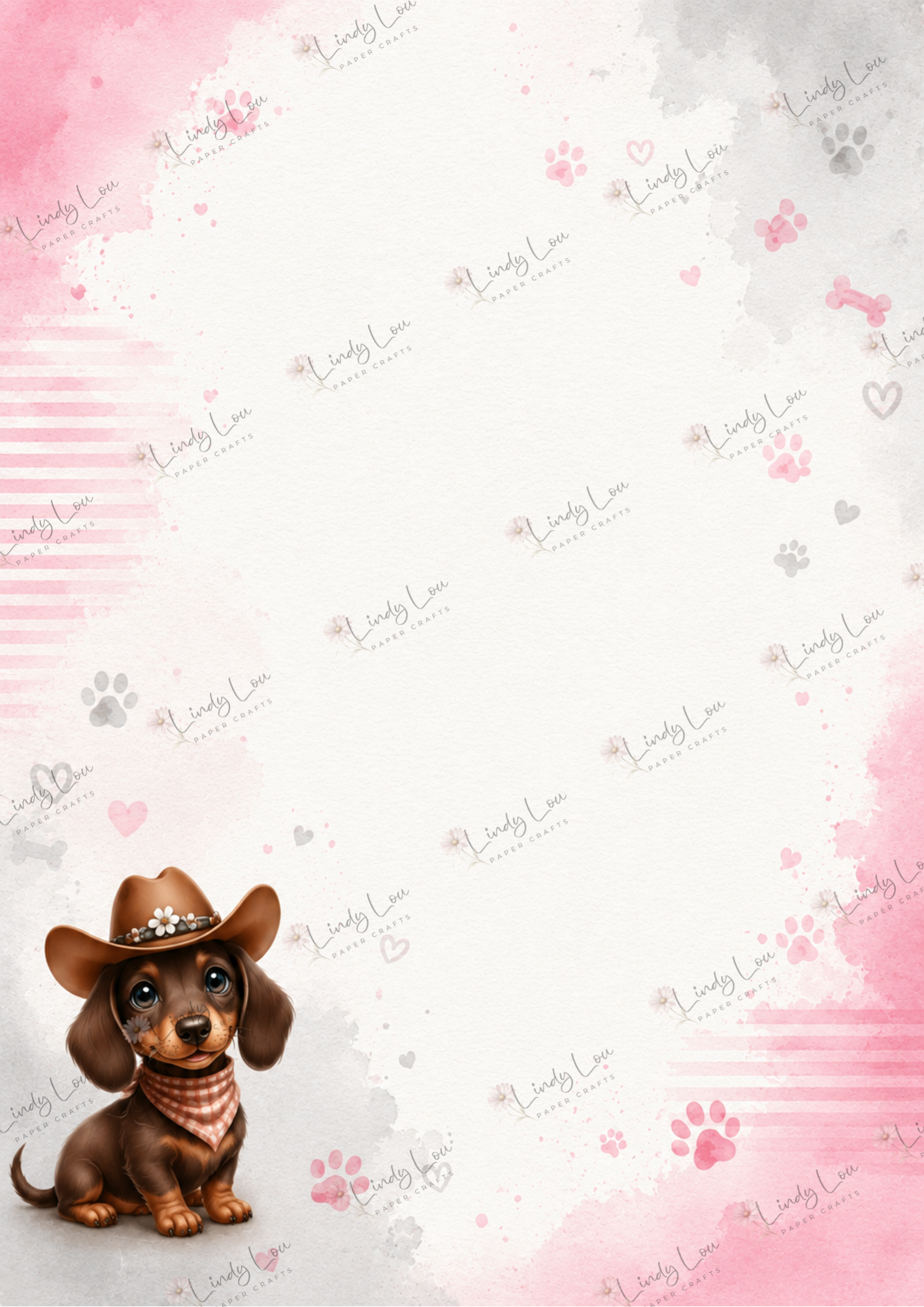 A4 Single Sheet - Barking Adorable - Dreaming in Pink