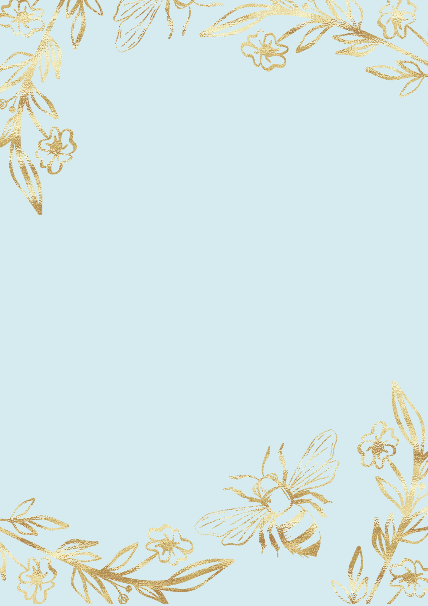 A4 Single Sheet - Little Bee - Golden Garden Buzz