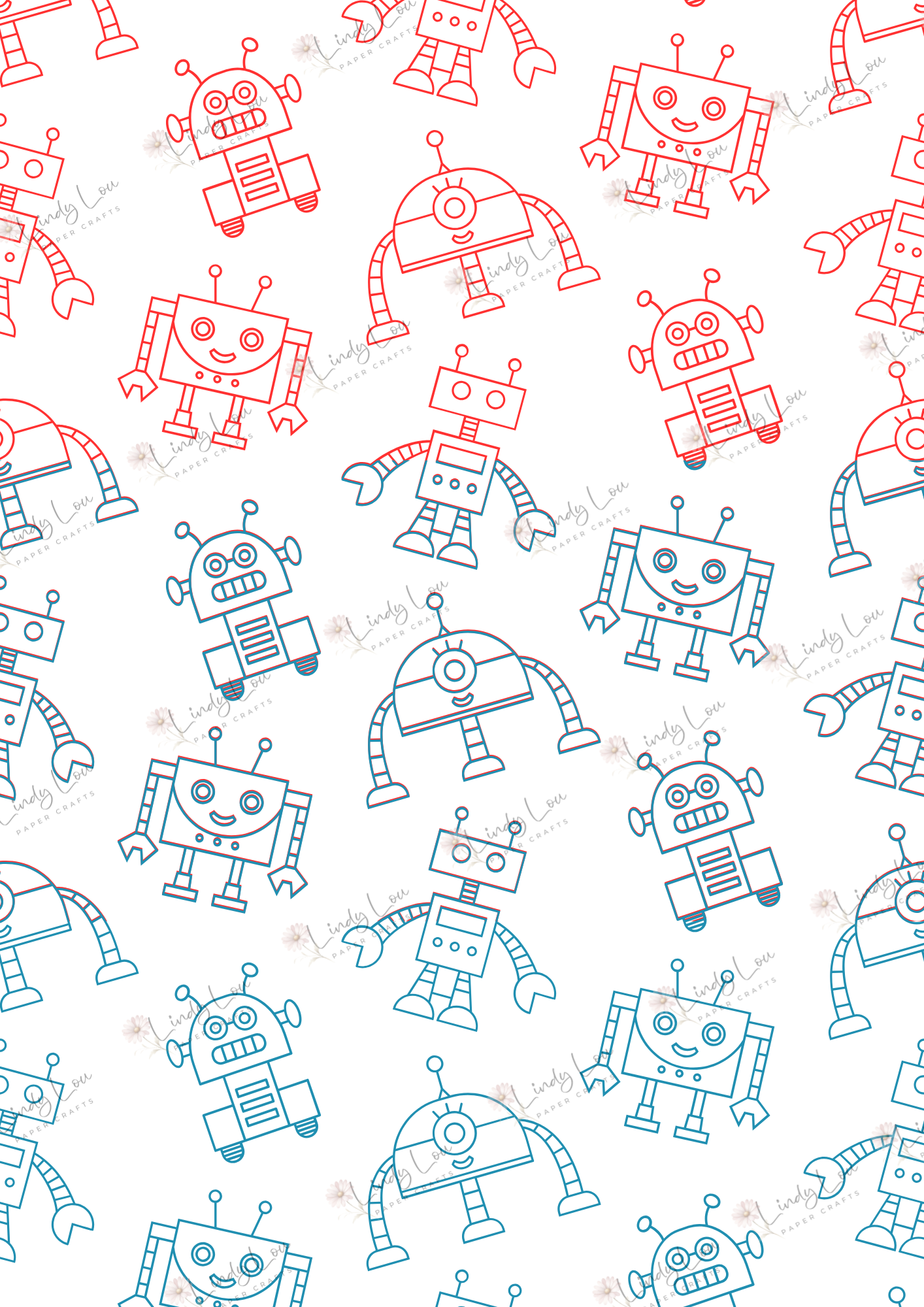 A4 Single Sheet - Robot Squad - Happy Bots