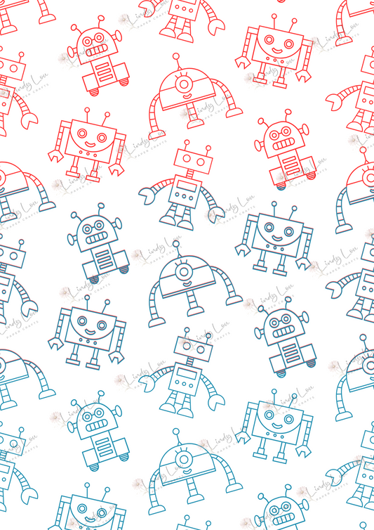 A4 Single Sheet - Robot Squad - Happy Bots