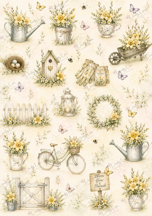 A4 Single Sheet - Mum's Daffodils - Springtime Treasures