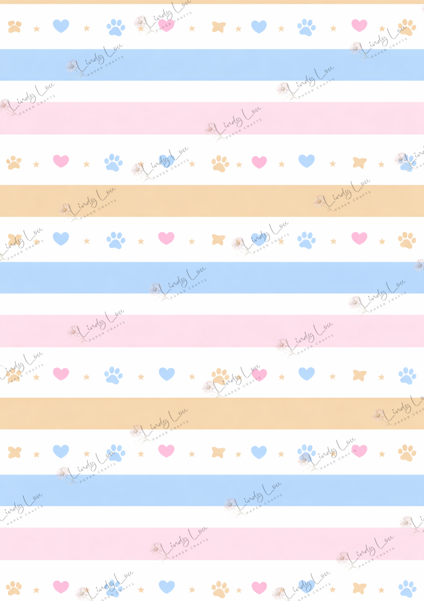 A4 Single Sheet - Pawsitively Adorable - Stripes of Fun
