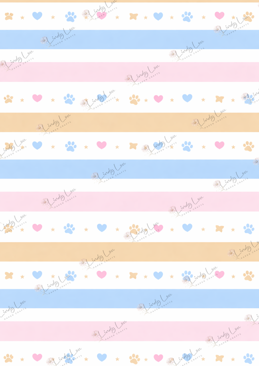A4 Single Sheet - Pawsitively Adorable - Stripes of Fun