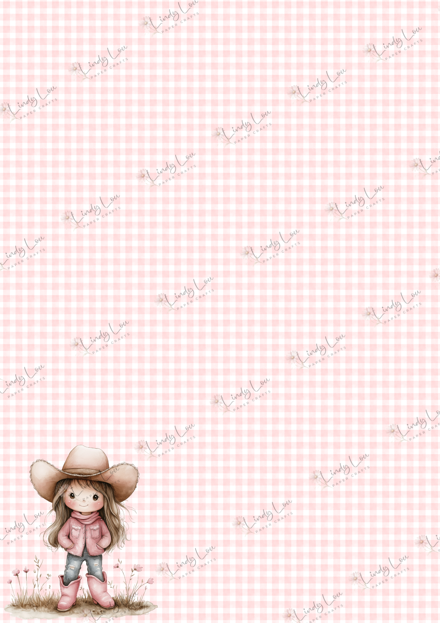 A4 Single Sheet - Cute Little Cowgirl - Sweet Cowgirl