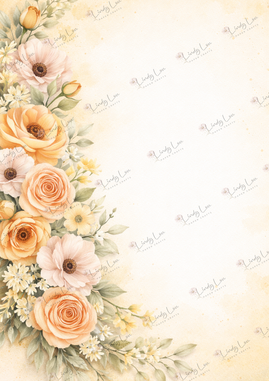 A4 Single Sheet - Buttercream Blooms - Buttercream Floral Cascade