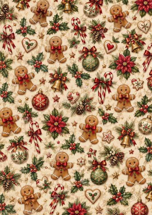 A4 Single Sheet - Christmas Past - Gingerbread Christmas Cheer