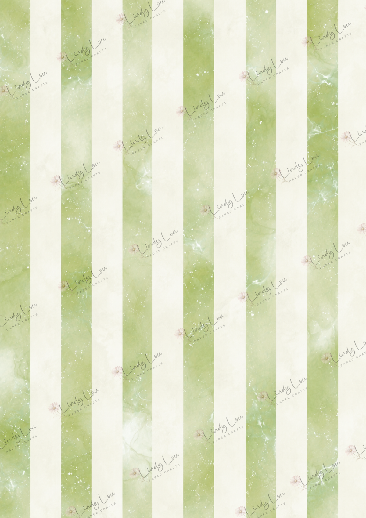 A4 Single Sheet - Sunshine & Moo - Sage Stripe