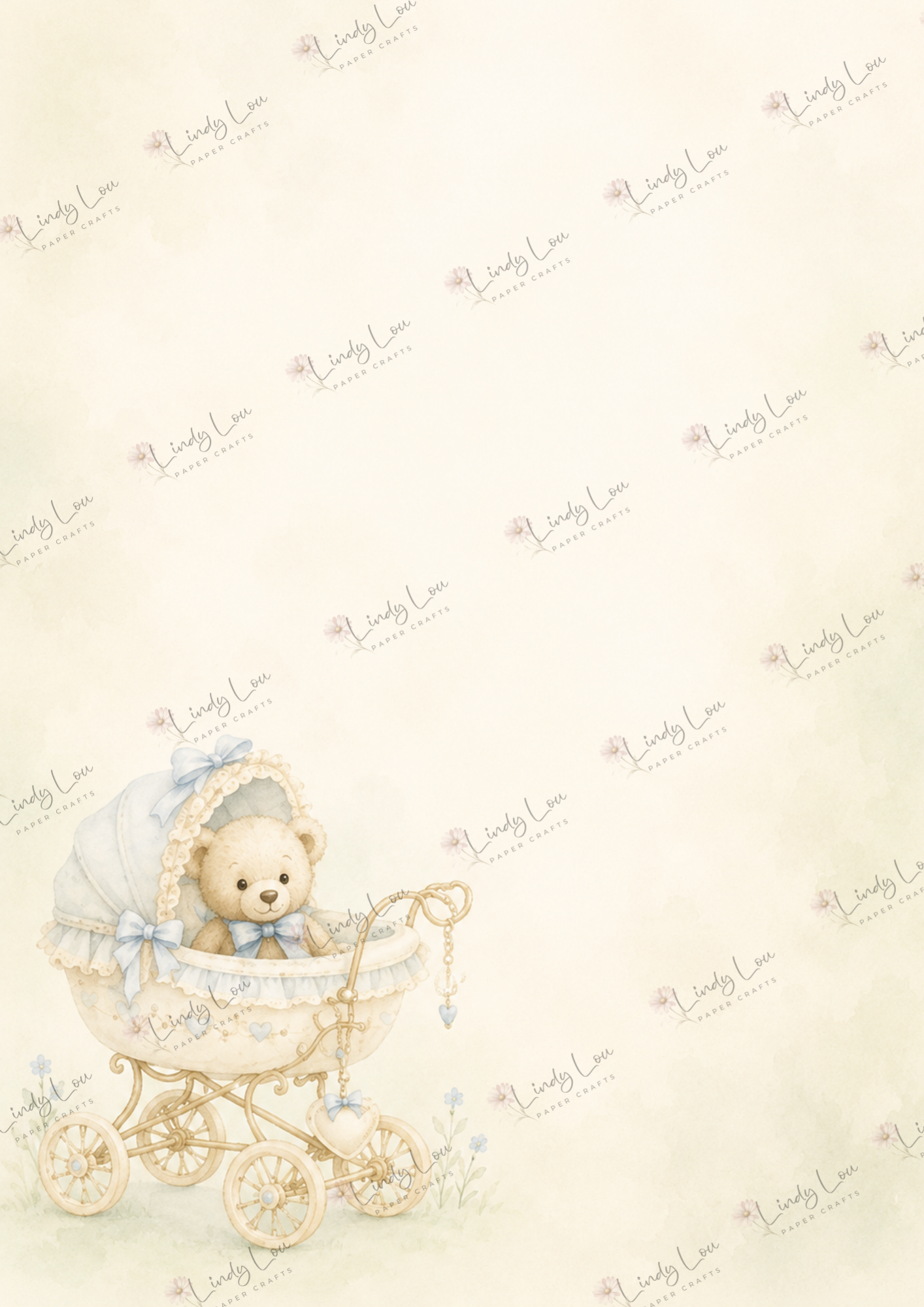A4 Single Sheet - Baby Boy - Teddy's First Ride