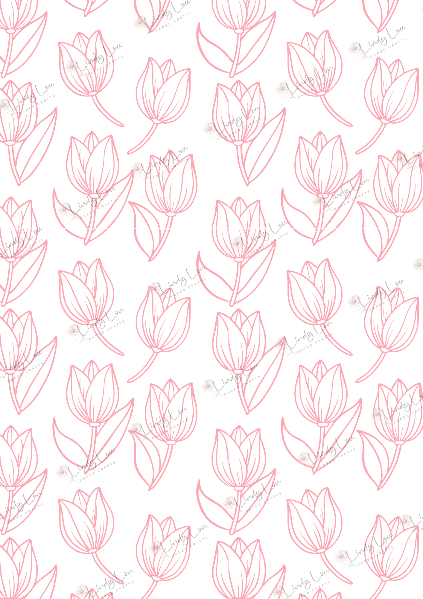 A4 Single Sheet - Tiptoe Through The Tulips - Tulip Dance Pink