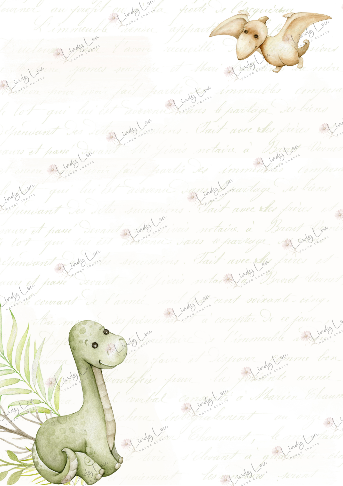 A4 Single Sheet - Dino Saurus - Dino Friends