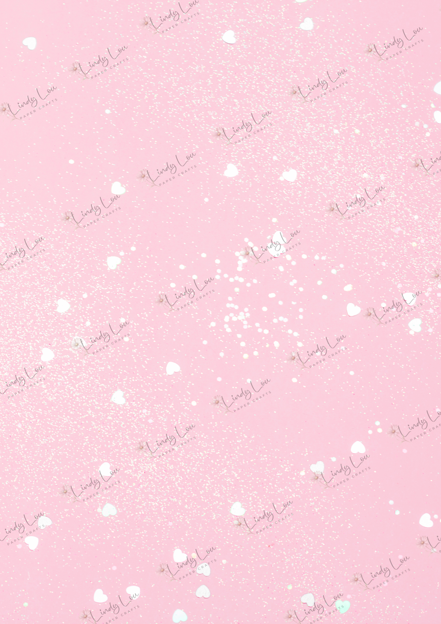 A4 Single Sheet - Pink Christmas - Snowy Hearts