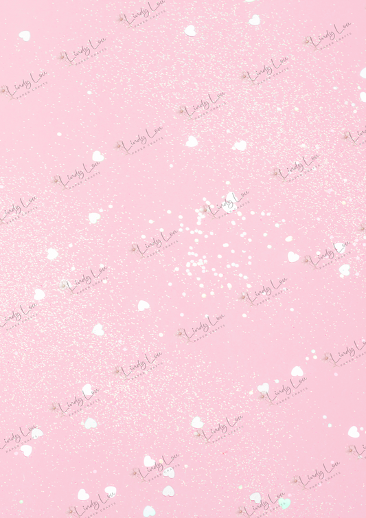 A4 Single Sheet - Pink Christmas - Snowy Hearts