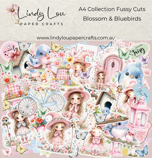 Ephemera: Fussy Cuts - A4 Collection - Blossom & Bluebirds