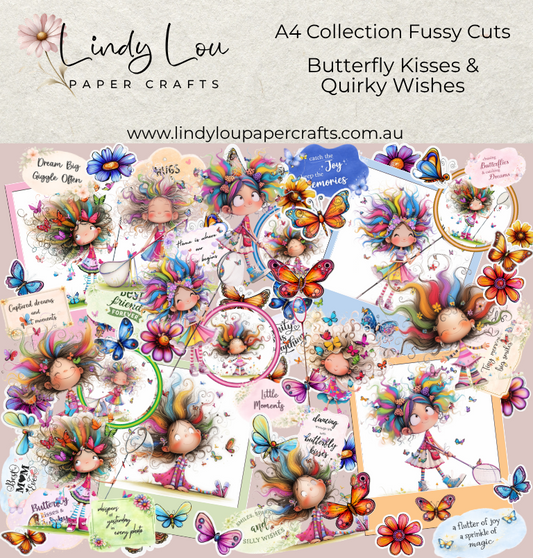 Ephemera: Fussy Cuts - A4 Collection - Butterfly Kisses & Quirky Wishes