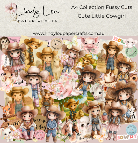 Ephemera: Fussy Cuts - A4 Collection - Cute Little Cowgirls