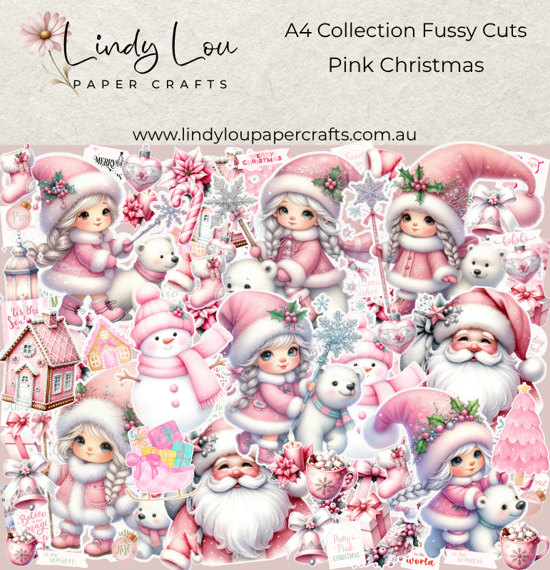 Ephemera: Fussy Cuts - A4 Collection - Pink Christmas