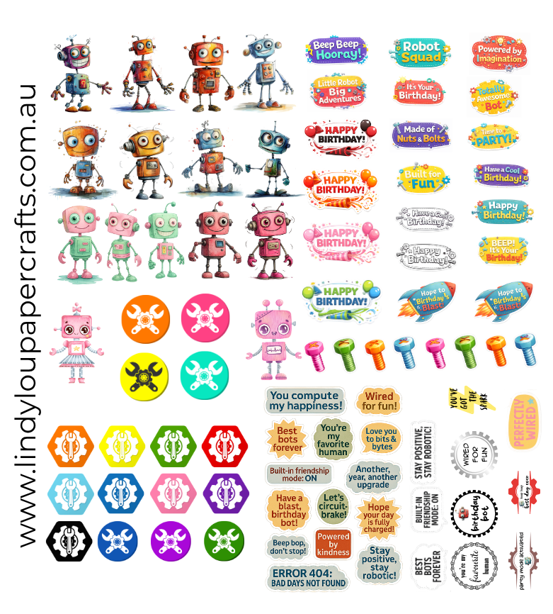 Ephemera: Fussy Cuts - A4 Collection - Robot Squad