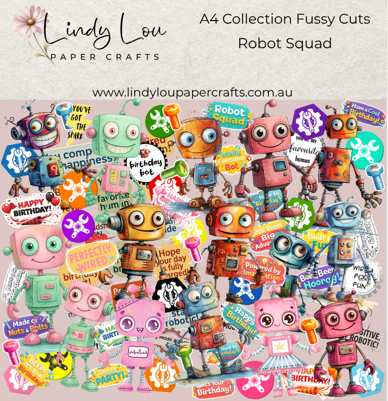 Ephemera: Fussy Cuts - A4 Collection - Robot Squad