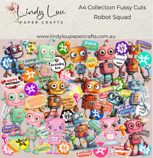 Ephemera: Fussy Cuts - A4 Collection - Robot Squad