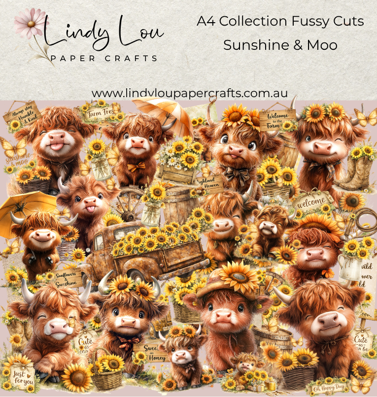 Ephemera: Fussy Cuts - A4 Collection - Sunshine & Moo