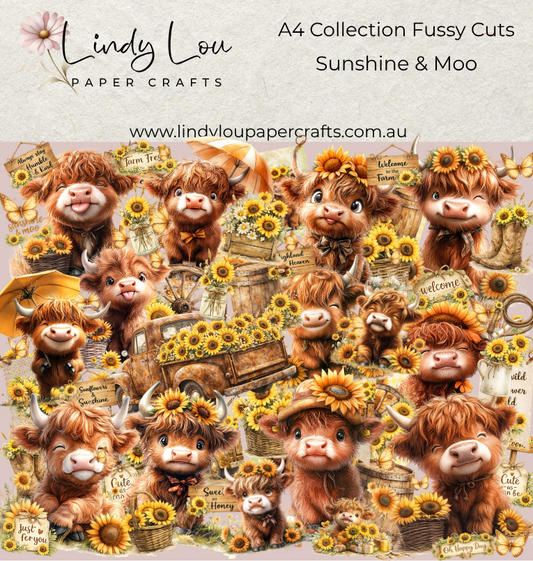 Ephemera: Fussy Cuts - A4 Collection - Sunshine & Moo