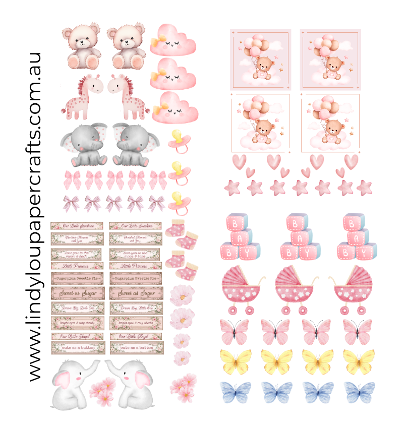 Ephemera: Fussy Cuts - A4 Collection - Sweet Baby Girl