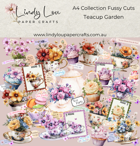 Ephemera: Fussy Cuts - A4 Collection - Teacup Garden